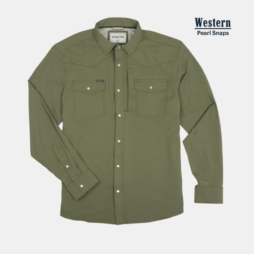 Poncho “Brazos” style pearl snap fishing shirt